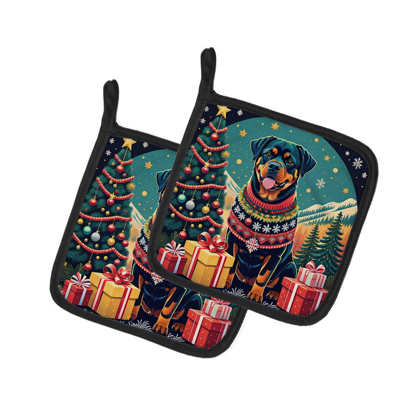 Paire de poignées Rottweiler Christmas