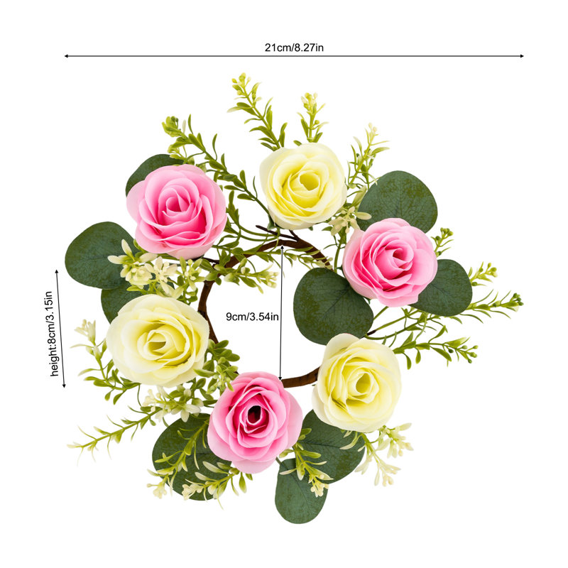 Arrangement de panier suspendu en sapin, Beige / Rose