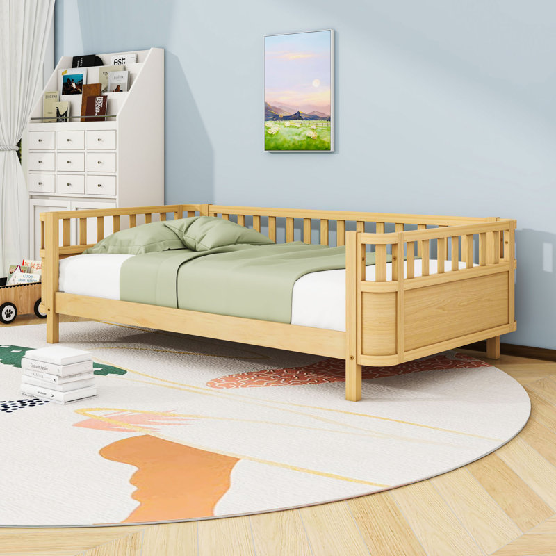Wood Platform Bed with Slats, Twin, Natural
