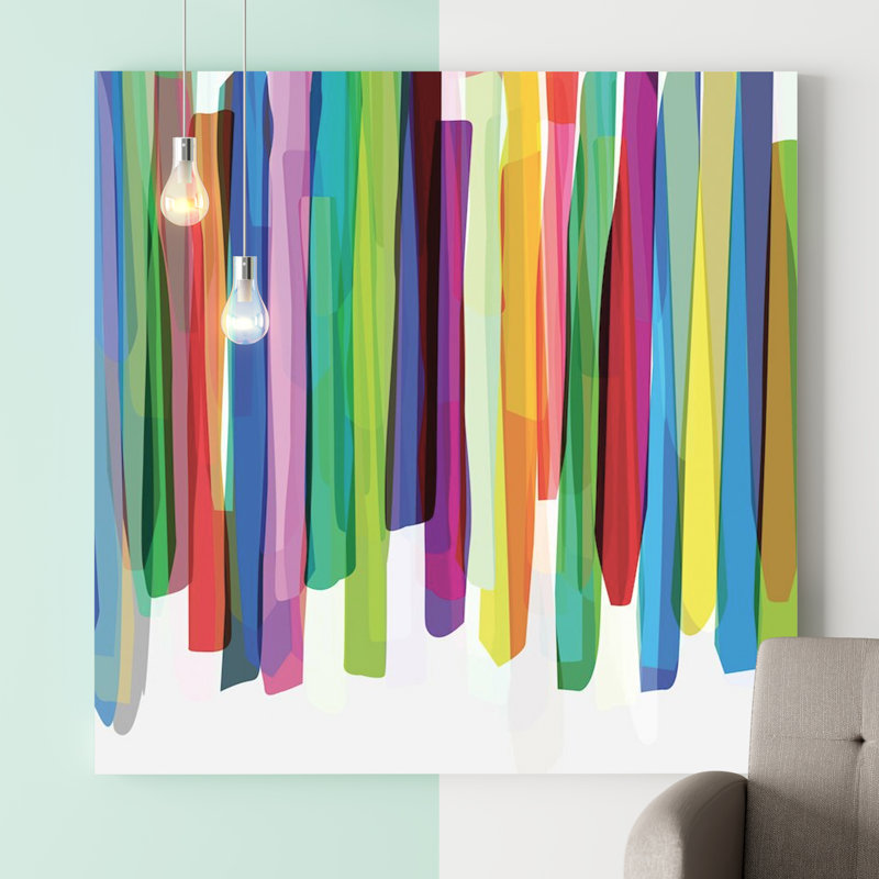 «Colorful Stripes II» par Mareike Böhmer, reproduction d'art sur toile tendue, H 48 po x l 48 po x P 1,5 po