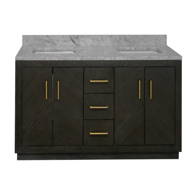 Sadelle 60'' Double Bathroom Vanity with Carrara Marble Top