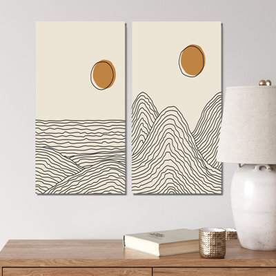 Minimalist Moon Landscape II - ensemble de 2 peintures
