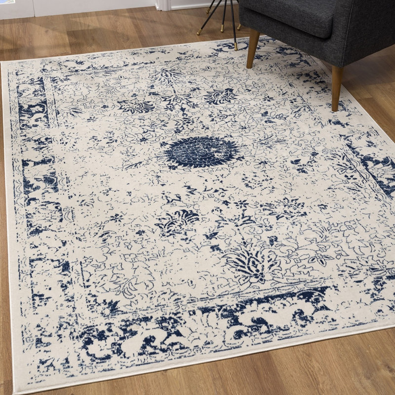 Tapis d'intérieur bleu marine Ivey, Rectangle 4 pi x 6 pi