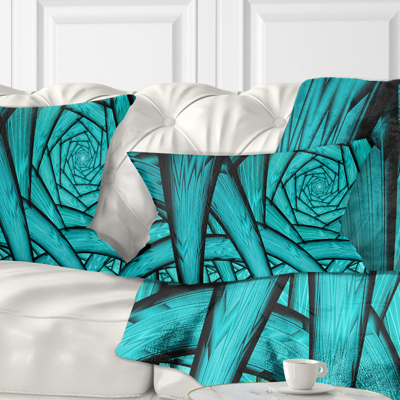 Fractal Endless Tunnel - Coussin imprimé abstrait, Turquoise
