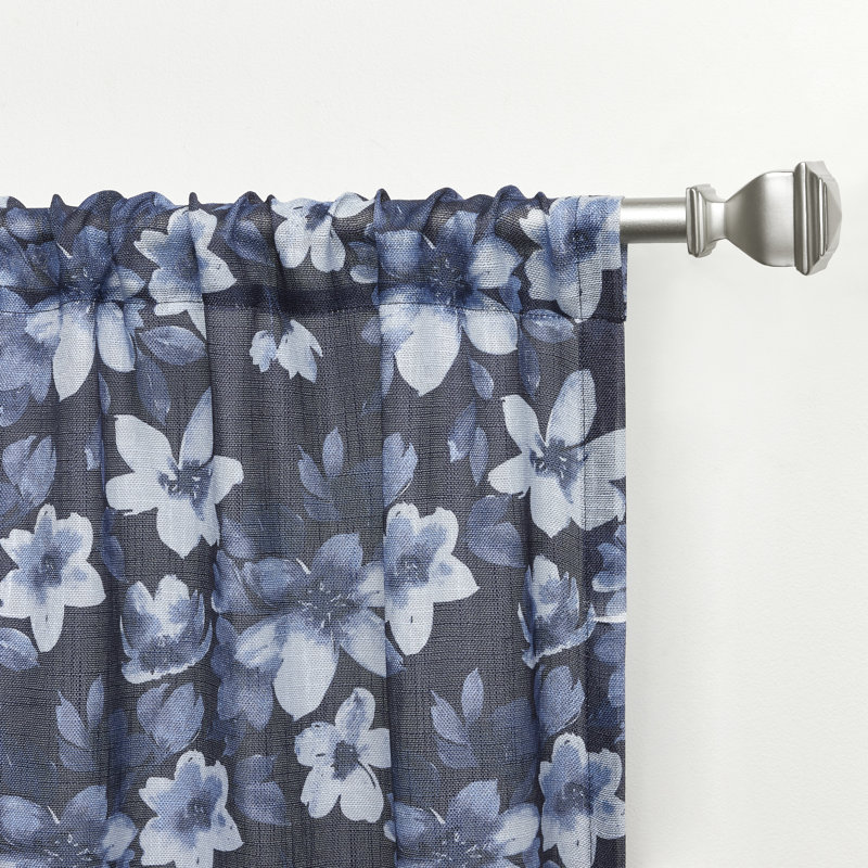 Panneaux de rideaux semi-diaphanes avec passe-tringle Nicole Miller, Bleu, l 54" x L 108"