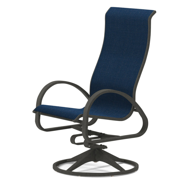 Fauteuil de patio pivotant Hiraku, Bleu marine 13D Sunbrella®, Graphite texturé
