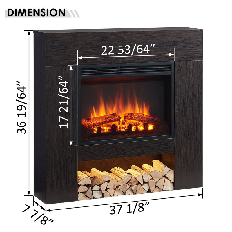 Hicksley 37.1'' W Electric Fireplace with 4500 BTU