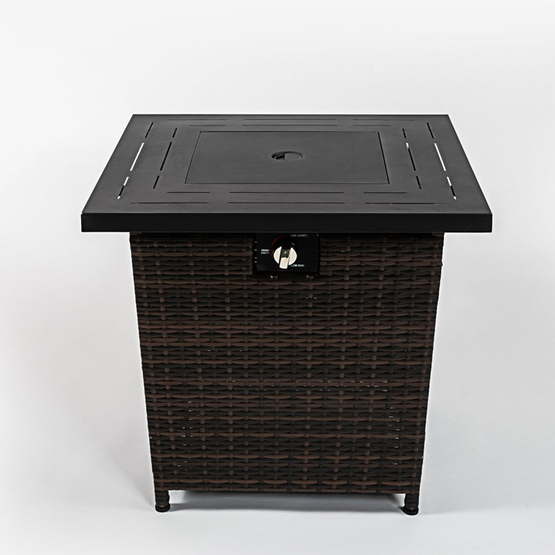 28Inch Wicker Square Fire Pit Table
