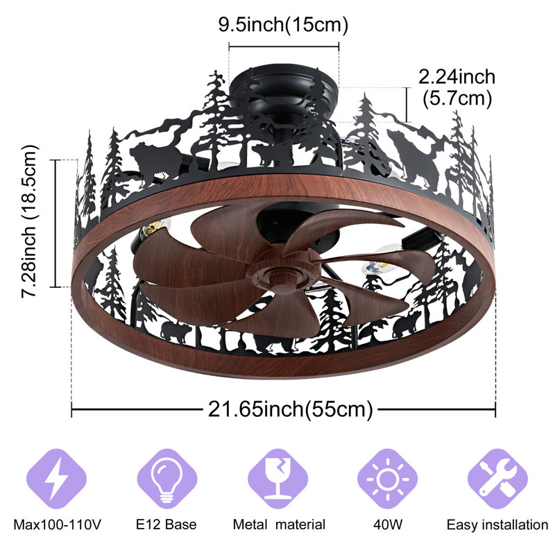 Ventilateur de plafond 21,65 "Farmhouse, Brown