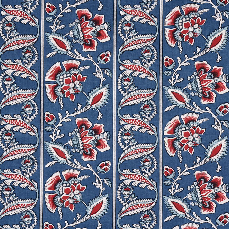 Tissu Marielle, Denim / rouge