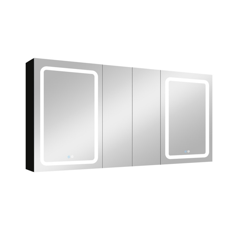 Armoire à pharmacie 60 pi x 30 po à DEL à double porte avec armoires à pharmacie pour salle de bain avec désembuage de miroir