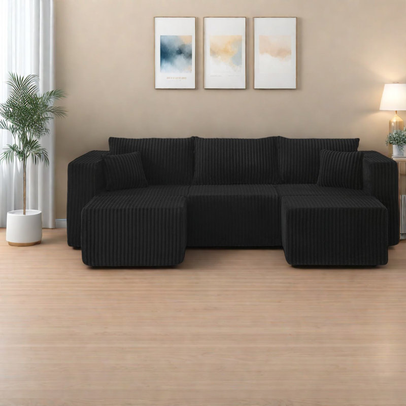 Space-saving Black Foam Sofas, Modern Compact Modular Style For Home