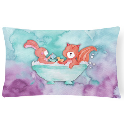  Coussin lombaire aquarelle lapin et écureuil