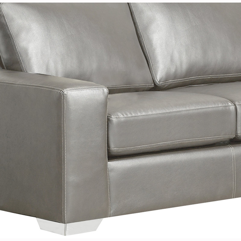 Crooke Upholstered U-Shaped Sectional Left Hand Facing, Slate Genuine Leather