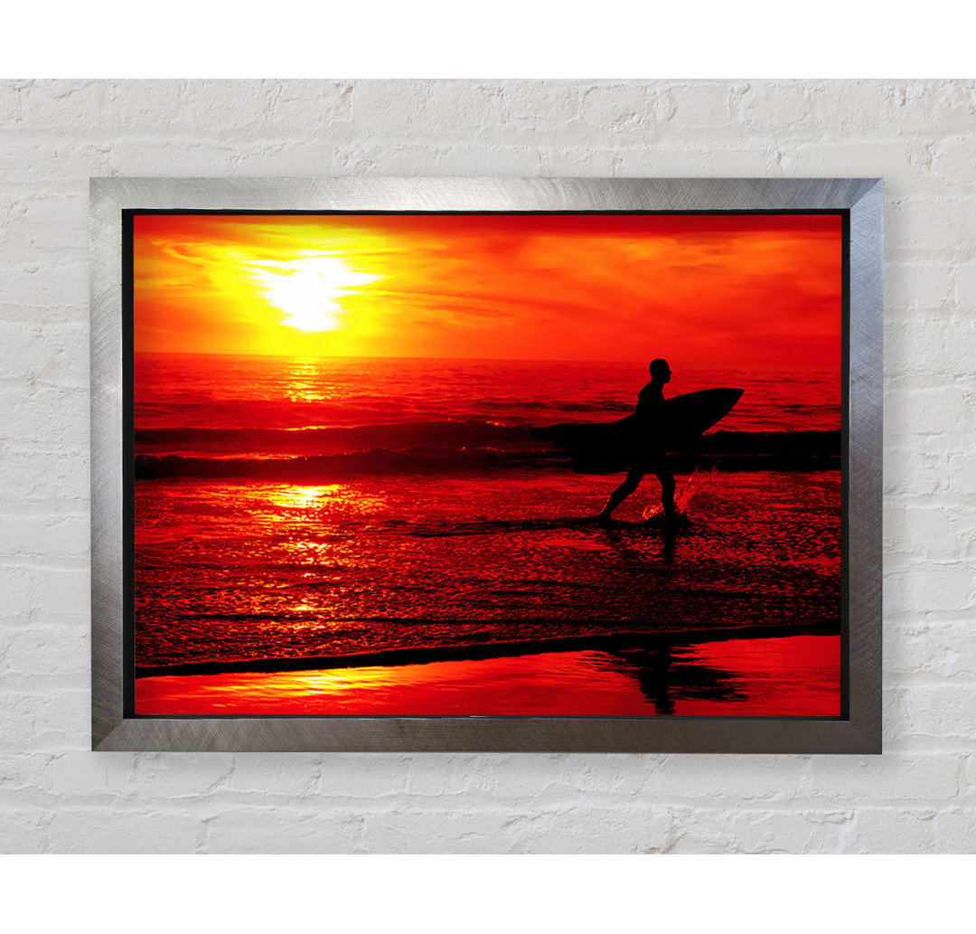 Surfer Atemberaubend Orange Ozean - Druck