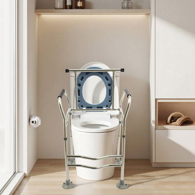 Toilet Seat Raiser, Height Adjustable Toilet Seat Raiser, Elevated Toilet Seat with Armrests for Seniors, Adult