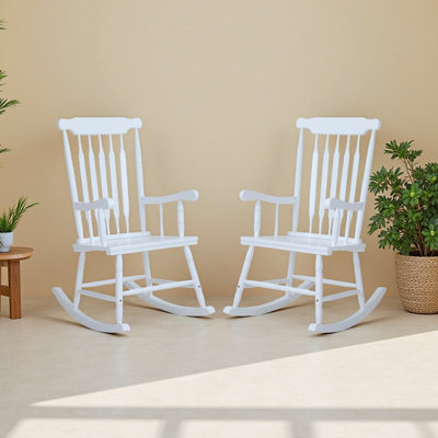 Chaise berçante d'extérieur en bois massif (ensemble de 2)