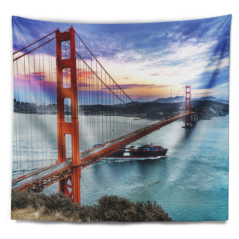 Tapisserie de la barrière dorée de sea bridge dans san francisco, H 32 po x l 39 po
