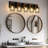 Vintage Industrial 5 - Wall Sconce 31 Inches In Size Black Cage Lighting Fixture With Wooden Elements For Bedroom, Dressing Room, Hallway, Quick Installation, Multiple Bulb Compatibility Inch And
