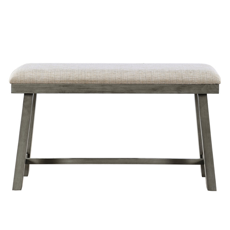 Banc à hauteur de comptoir pour salle à manger, banc de finition gris en tissu texturé, pièce en bois
