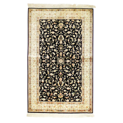 Tapis turc bleu marine et ivoire 3x5