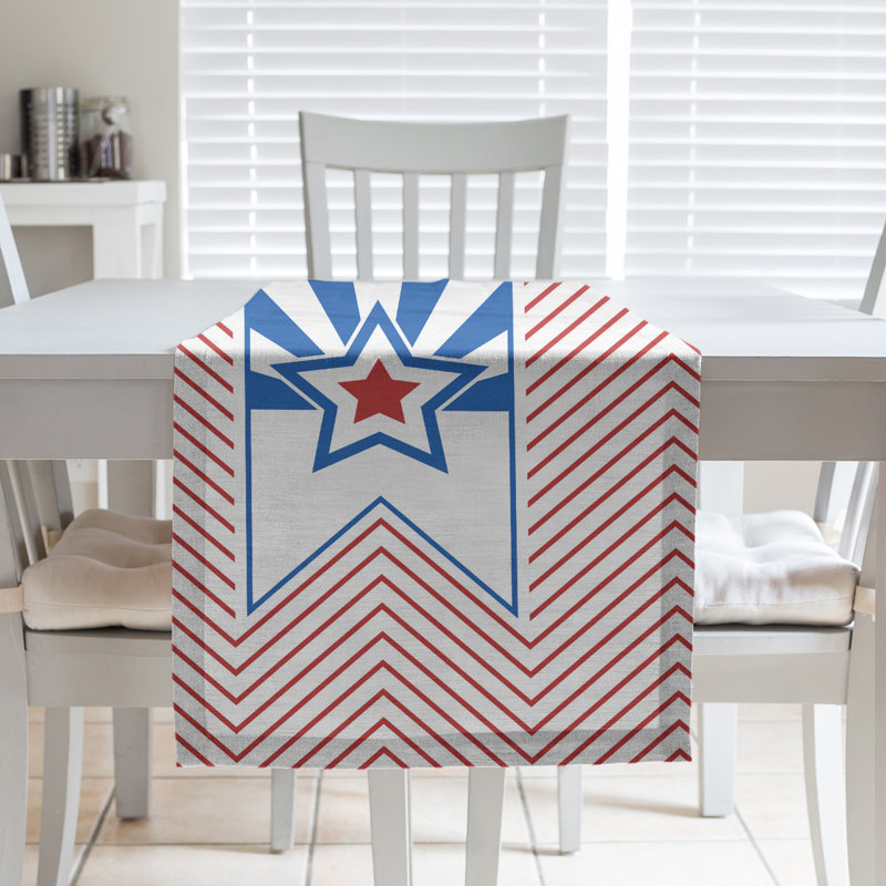 Festive Hol Independence Day Flag Table Runner, 72" L x 16" W, Cotton blend