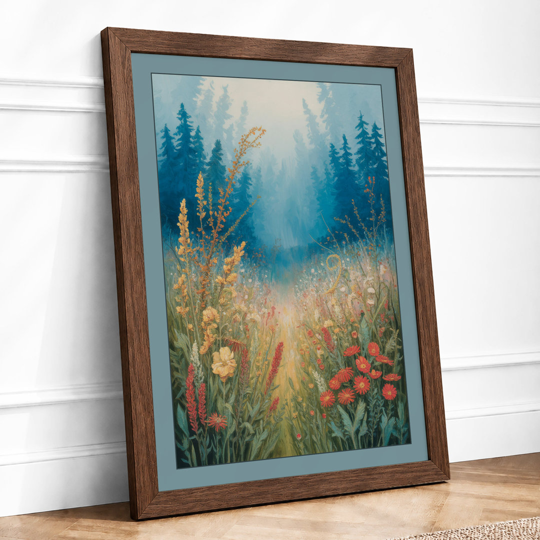 Morning Mist Meadow Watercolor - Framed Print