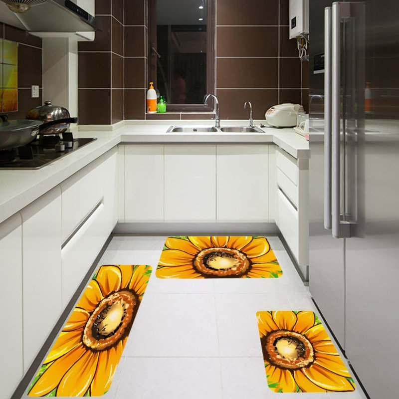Ensemble de 3 tapis de cuisine tournesol