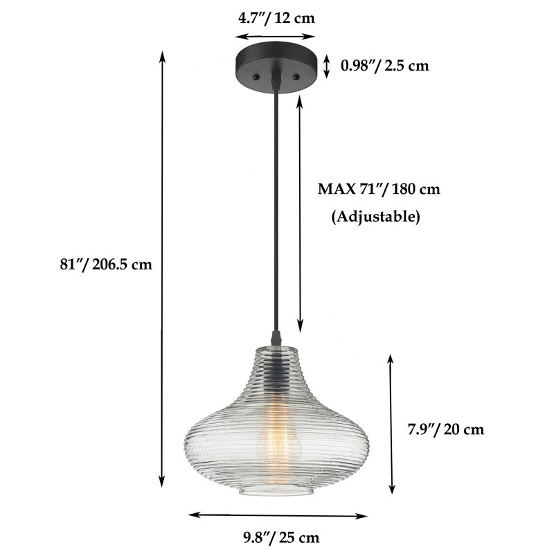 Luminaire suspendu en forme de goutte à 1 lumière, Noir mat