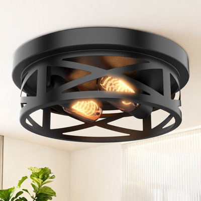 Plafonnier industriel encastré de 60 W, culot E26, structure métallique antirouille, installation câblée facile, lampe de style ferme en forme de X pour cuisine, couloir, chambre, entrée ou véranda (ampoule non incluse)