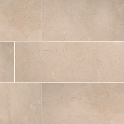 Crema Marfil 12 in. x 24 in. Polished Marble Stone Look Floor and Wall Tile