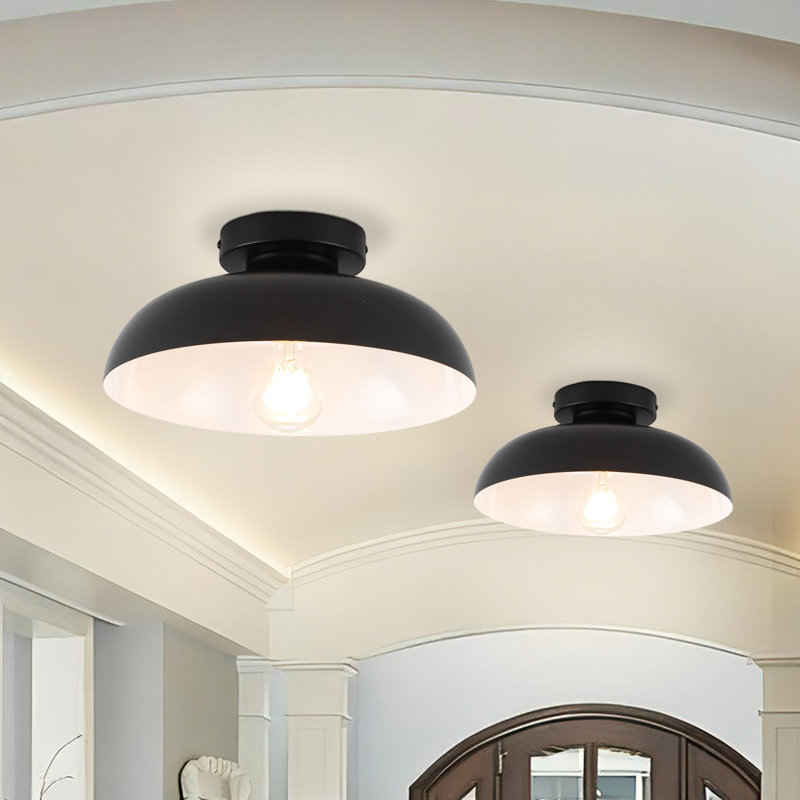 Plafonnier semi-encastré industriel 1 lumière 1 lumière, Black