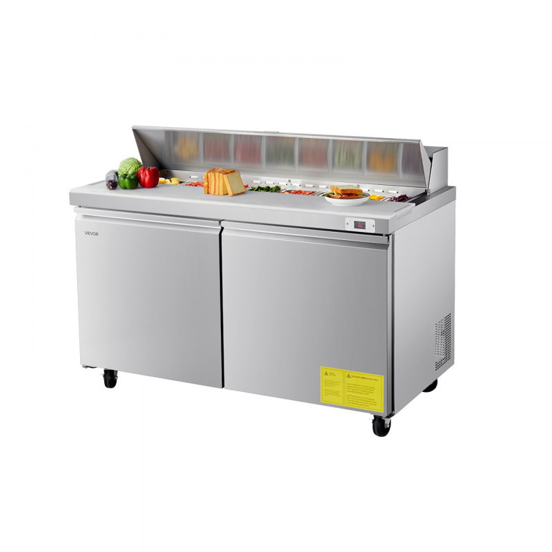 Commercial Sandwich Prep Table Refrigerator Double Door Stainless Steel