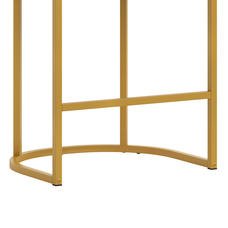 Modern Upholstered Counter Stool with Metal Frame, Beige Linen/Gold