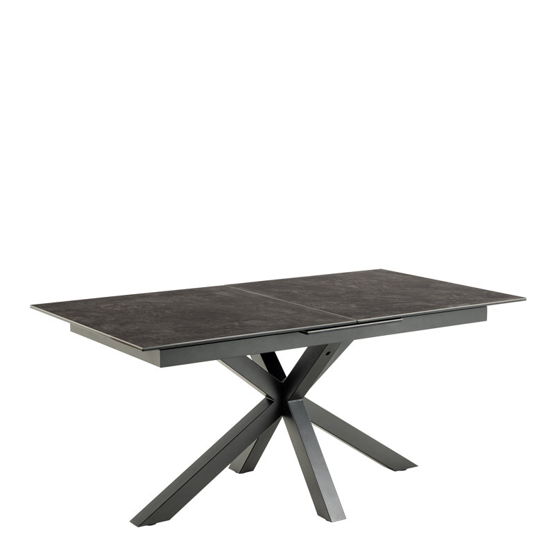 Harrisonburg Extendable Metal Base Dining Table, 76cm H x 90cm W x 210cm L, Black