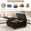Grand rangement carré de style Mid-Century avec boutons, rangement moderne en similicuir noir, rembourrage confortable-235930265