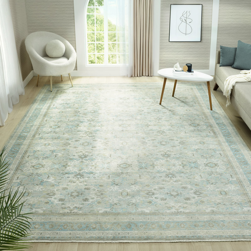 Aldora Seaglass Frame Power-Loomed Cotton Area Rug, Rectangle 9'6" x 13'6"