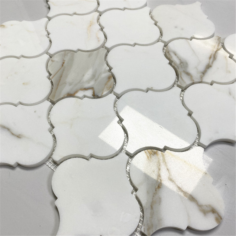 Calacatta 12" x 11" Marble Mosaic Tile, White/Gray