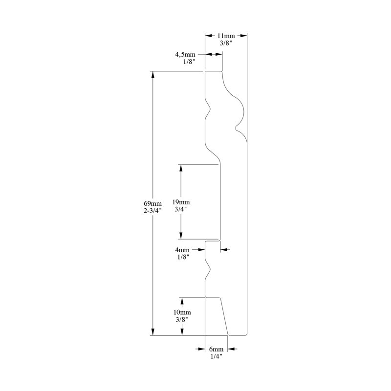 Modern White Primed Polystyrene Baseboard Moulding 6.5ft