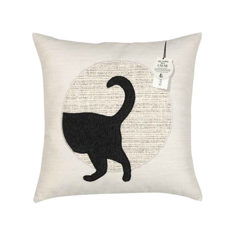 Unconditional Linen Square Indoor/Outdoor Pillow Cover & Insert, Black/Ivory Tail