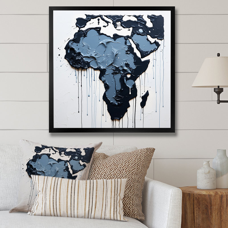 Reproduction d'art sur toile noir et bleu, Cadre simple noir, H 24 po x l 24 po x P 1 po