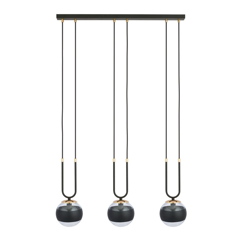 Normandin 3 - Light Kitchen Island Pendant, Black, Black/Transparent