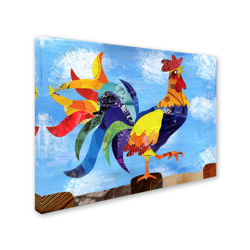 Colorful Rooster Gallery-Wrapped Canvas Art in Bold Primary Colors
