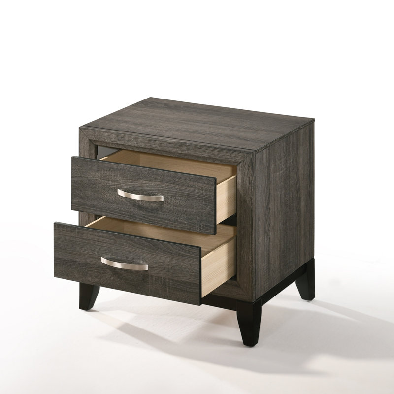 Table de chevet 2 tiroirs gris vieilli