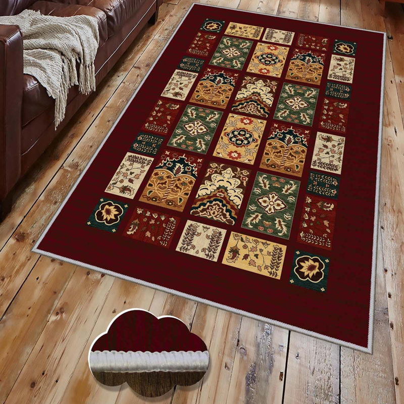Tapis tissé antibactérien (2,6 x 4,0 pi), 100% polyester, d'une hauteur de poils de 0,3 po | Impression numérique 3D antidérapante à pois en PVC | Lavable à la machine, facile d'entretien pour le salon, la chambre à coucher et le bureau