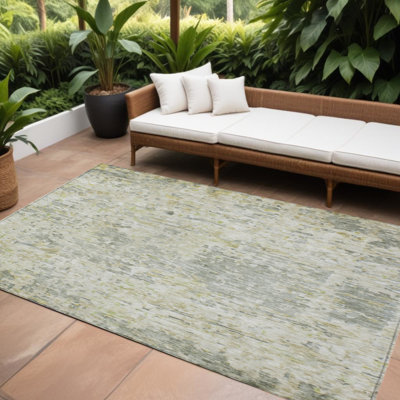 Tapis extérieur lavable abstrait gris anthracite et ivoire 10 pi x 14 pi