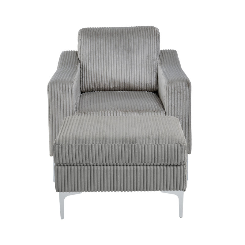 Canapé modulaire convertible en velours côtelé avec repose-pieds et canapé modulaire, gris, Gris