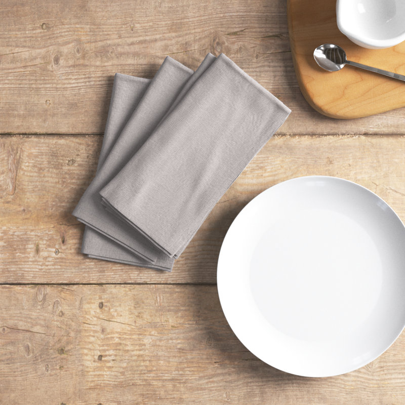 Alvia Linen Square Napkin, Light Gray
