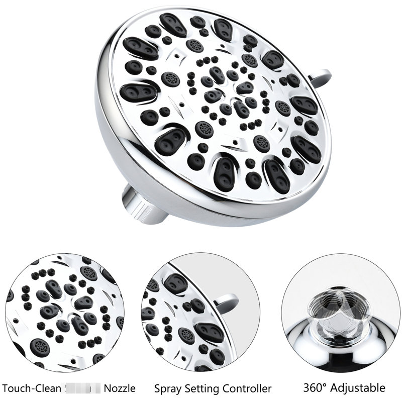 Douche en acier inoxydable - double tête à 7 réglages, barre coulissante, fixation murale, finition, 7 fonctions de finition à 7 gallons par minute, débit