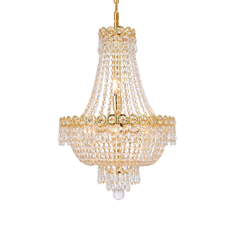 Ston Easton 8-Light Crystal 2-Tier Empire Chandelier, Gold, 20" H x 16" W x 16" D